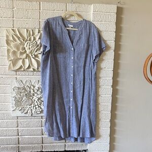J. Jill Light Blue Linen Summer Dress